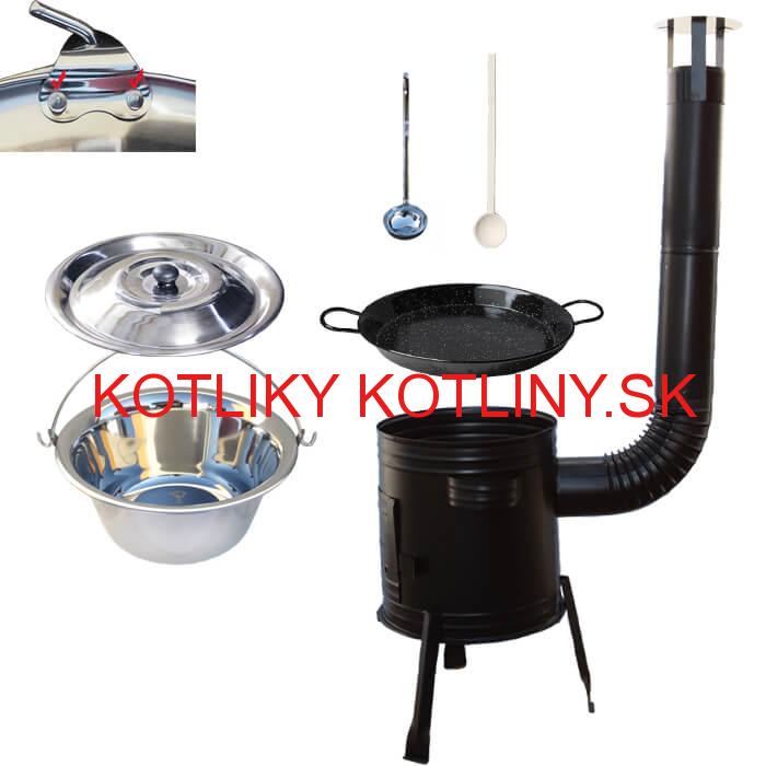 Paella smaltovaná panvica 38 cm s nerezovým kotlíkom 15 L (0,8 mm) a kotlinou