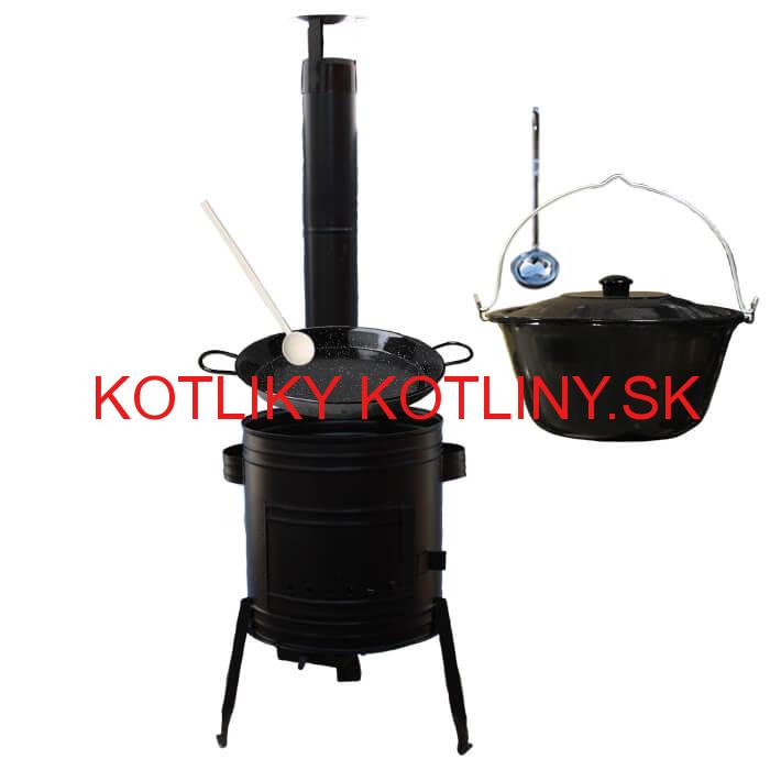 Paella smaltovaná panvica 34 cm so smaltovaným kotlíkom 8 L (1,2 mm) a kotlinou
