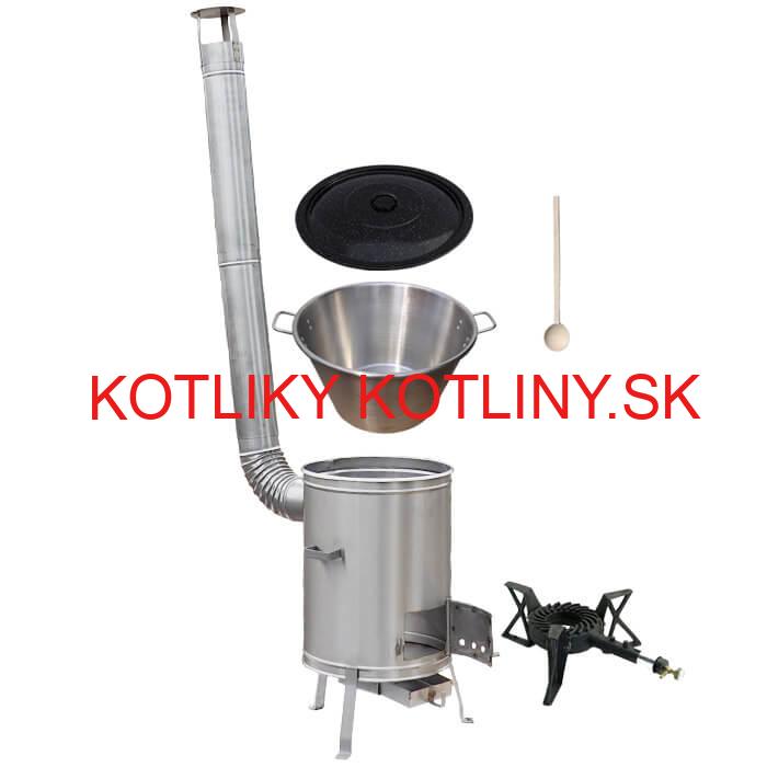 Nerezový kotol 40 L (1,2 mm) + nerezová kotlina 45 cm + horák LUX