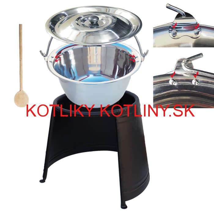 Antikorový kotlík 20 L (0,8 mm) s nitmi + chránič plameňa
