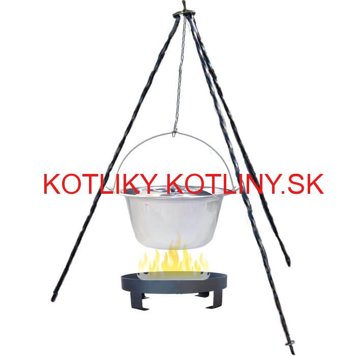 Antikorový kotlík 10 L (0,8 mm) + Ohnisko + stojan 1,2 m