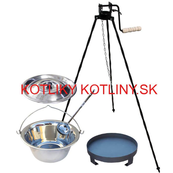 Antikorový kotlík 15 L (0,8 mm) s nitmi + stojan s kladkou VAR