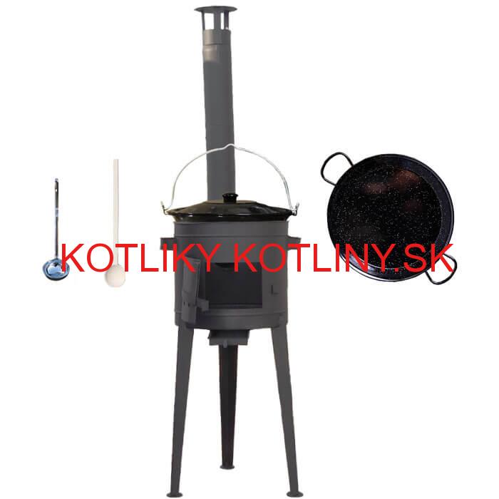 Smaltovaný kotlík 20 L (1,2 mm) + Paella smaltovaná panvica 46 cm + žiaruvzdorná vysoká kotlina 42 PLUS 600