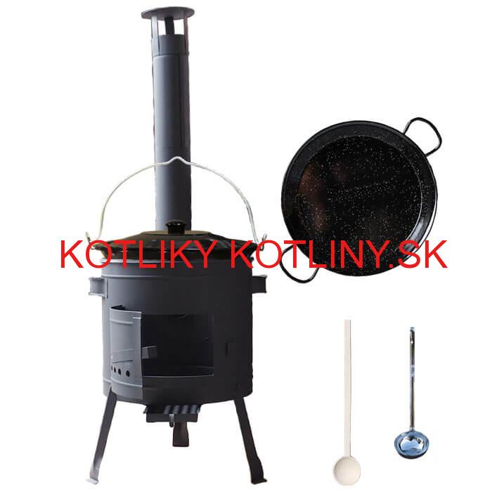 Smaltovaný kotlík 16 L + Paella smaltovaná panvica 42 cm + žiaruvzdorná nízka kotlina 39 PLUS 600