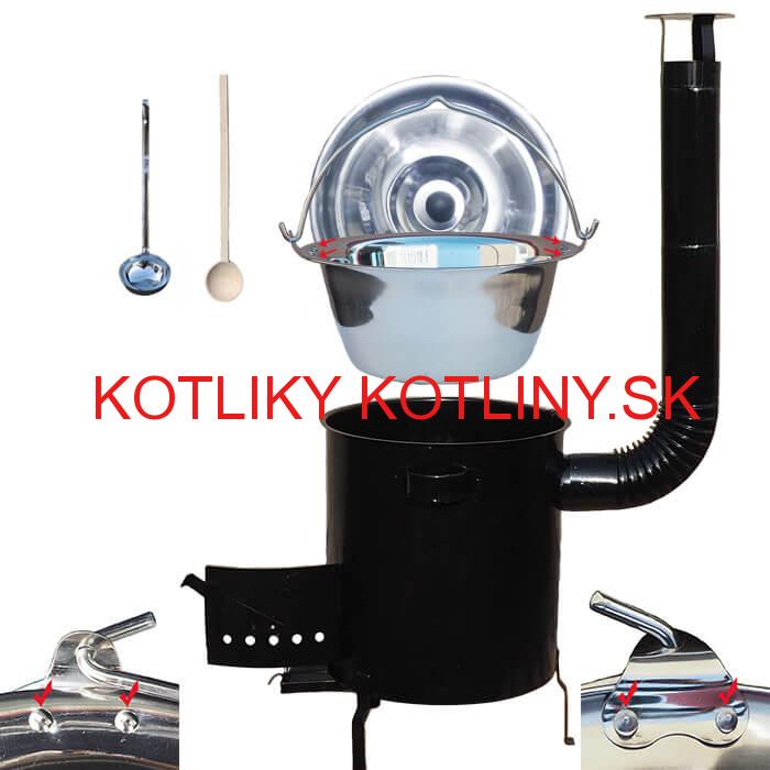 Nerezový kotlík 30 L (0,8 mm) zosilnený s nitmi + hrubostenná (1,5 mm) kovová kotlina 45 STRONG