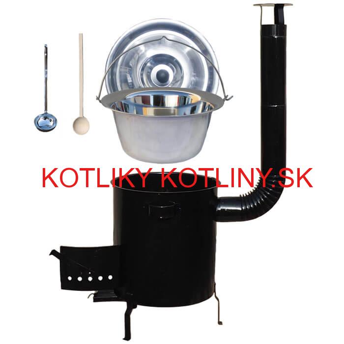 Nerezový kotlík 30 L (1,2 mm) + hrubostenná (1,5 mm) kovová kotlina 45 STRONG