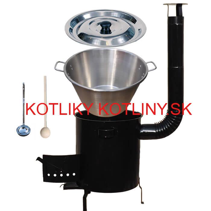 Nerezový kotol 40 L (1,2 mm) + hrubostenná (1,5 mm) kovová kotlina 45 STRONG