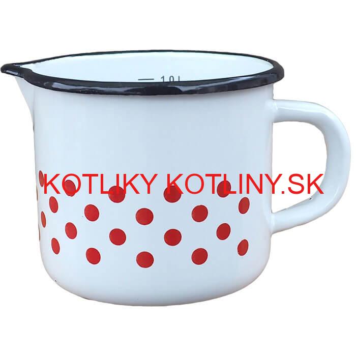 Smaltovaný hrnček s výlevkou 1 L - bodkovaný