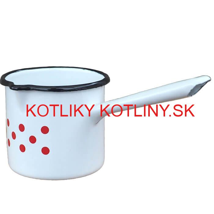 Smaltovaný hrnček s rúčkou 0,6 L - bodkovaný