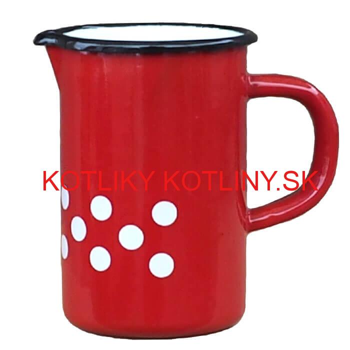 Smaltovaný hrnček s uškom 0,5 L – červený, vysoký