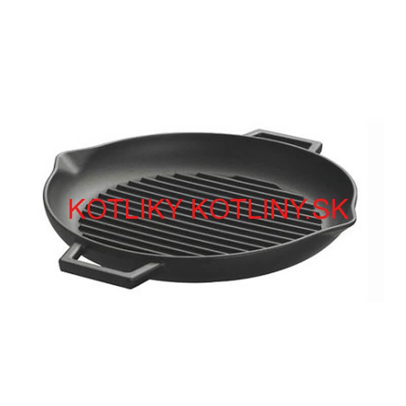 Liatinová panvica na grilovanie 31 cm s výlevkami BBQ