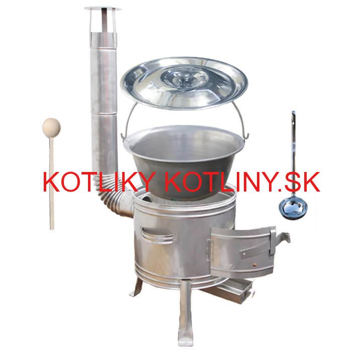 Nerezový kotlík 30 L (1,5 mm) + nerezová kotlina 42 cm TOPLUX + vareška a naberačka