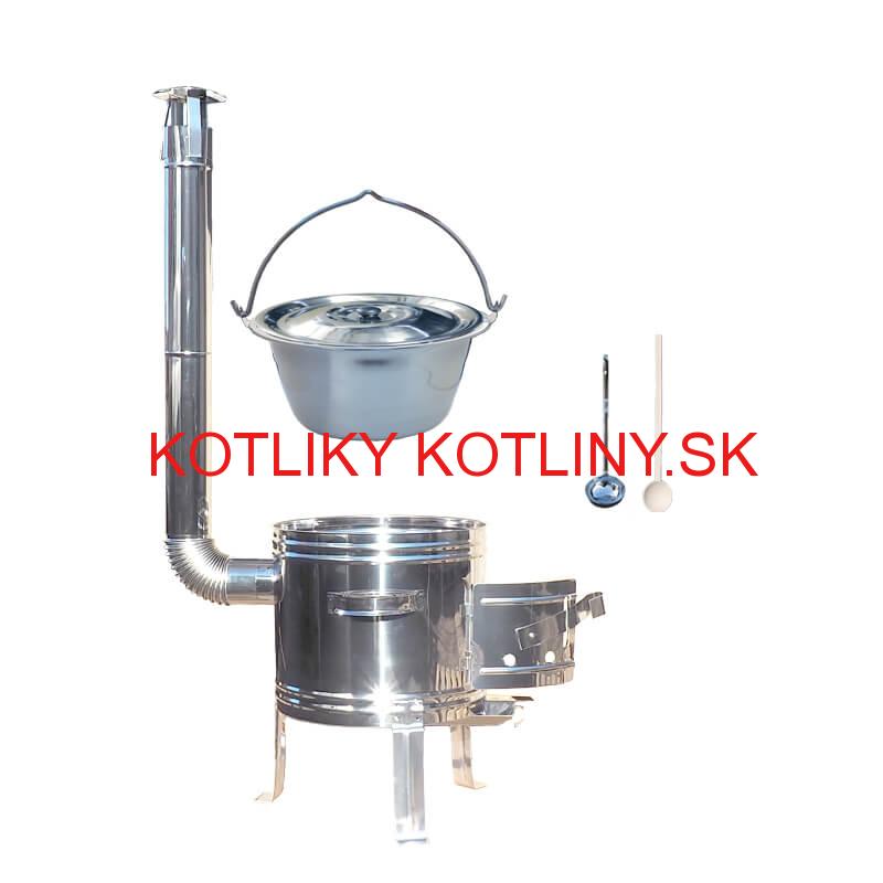 Nerezový kotlík 15 L (0,8 mm) zosilnený s nitmi + nerezová kotlina 36 cm TOP INOX