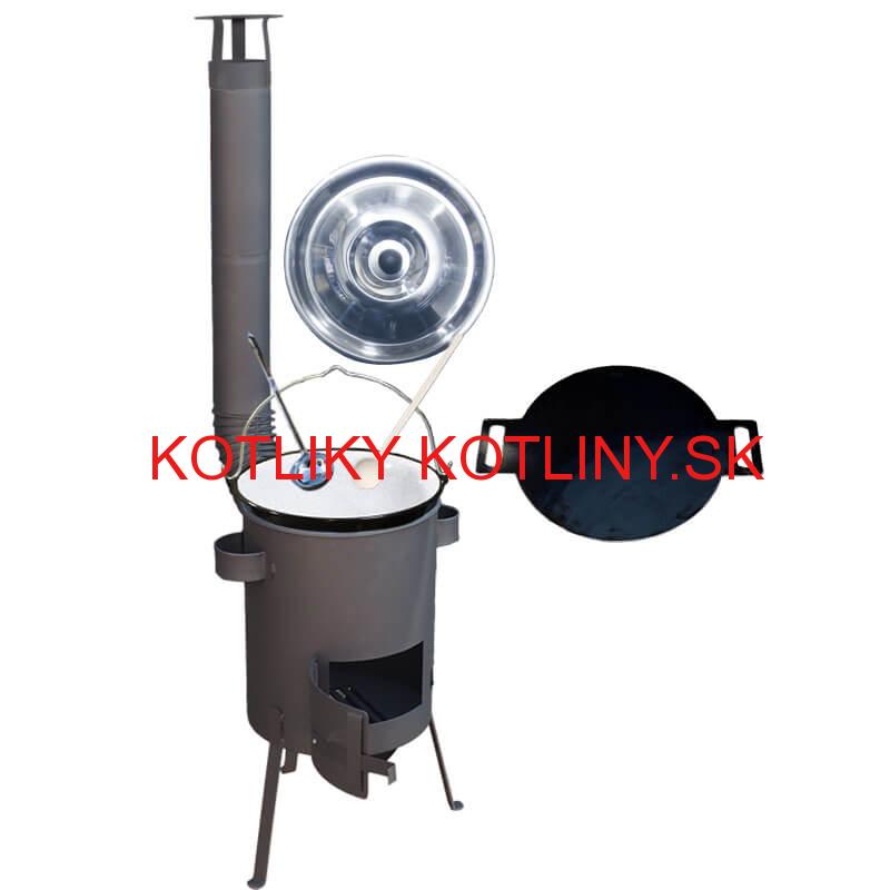 Smaltovaný kotlík 13 L + železná panvica 38 cm UNI + žiaruvzdorná kotlina 36 PLUS 600 4 MM