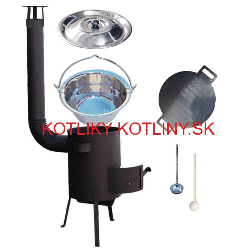 Nerezový kotlík 20 L (1,2 mm) INOX + železná panvica 44 cm UNI + kotlina 42 cm PLUS 600 4 MM