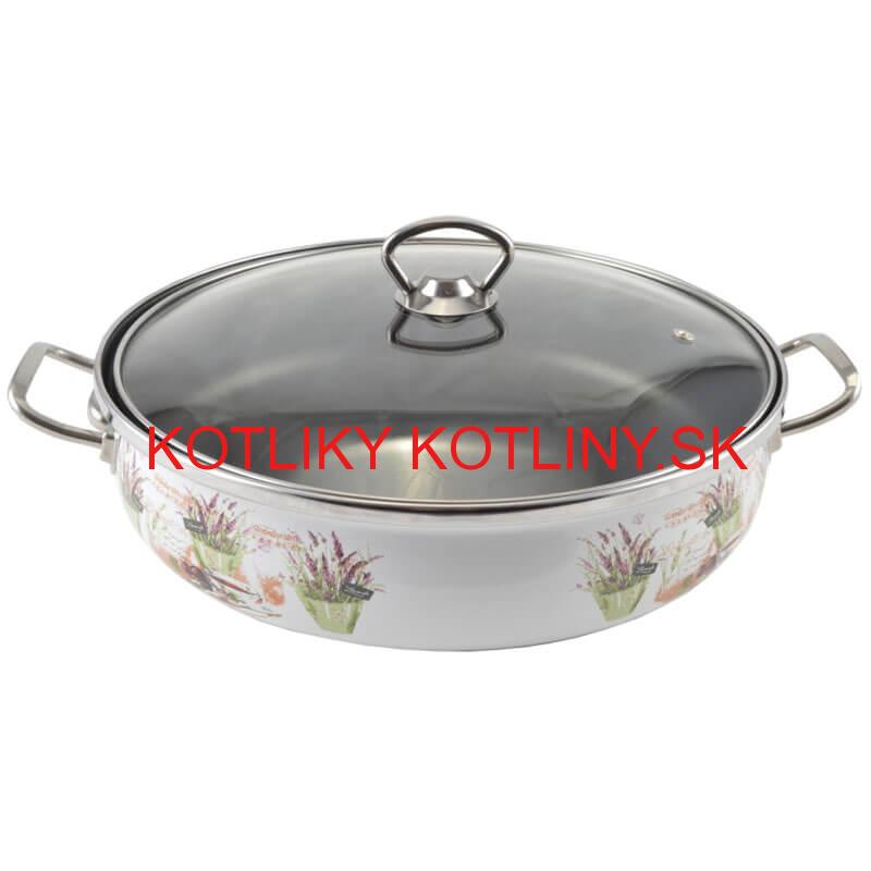 Smaltovaná rajnica s pokrievkou 30 cm LEVANDUĽA