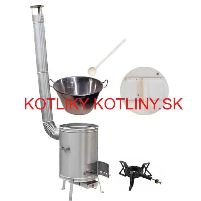 Zabíjačkový nerezový kotol 100 L + nerezová kotlina 60 cm + horák 7 kW + vareška