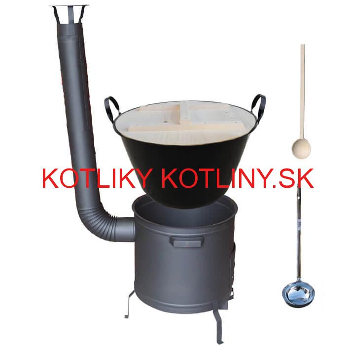 Smaltovaný kotol 100 L + žiaruvzdorná kotlina 60 cm PLUS 600 + vareška a naberačka BIG PARTY