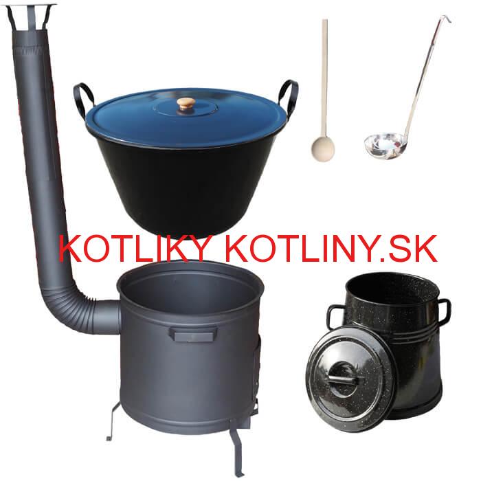 Smaltovaný kotol 70 L + žiaruvzdorná kotlina 53 cm PLUS 600 + Nádoba na masť 10 L