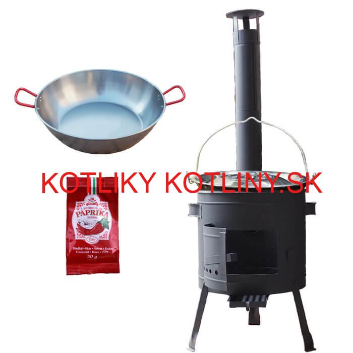 Smaltovaný kotlík 22 L + Panvica PAELLA (WOK) 45 cm + sladká paprika 50 g + nízka kotlina 42 PLUS 600