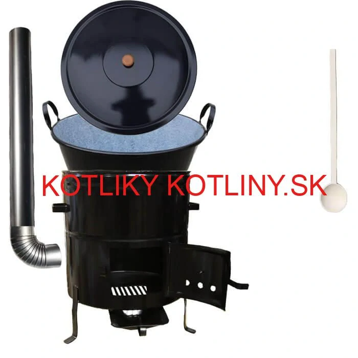 Zabíjačkový smaltovaný kotol 80 L + kovová kotlina 58 cm + dymovod