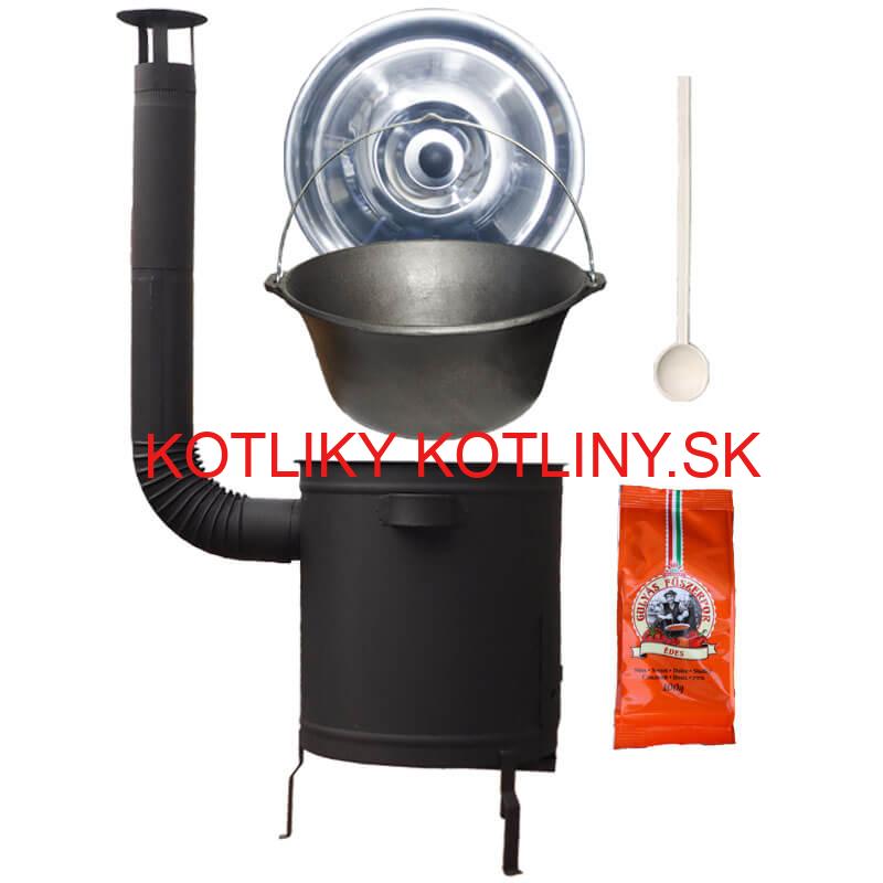 Liatinový kotlík 16 L + Hrubostenná kotlina 36 cm (1,5 mm) STRONG + žiaruvzdorná farba Plus 600