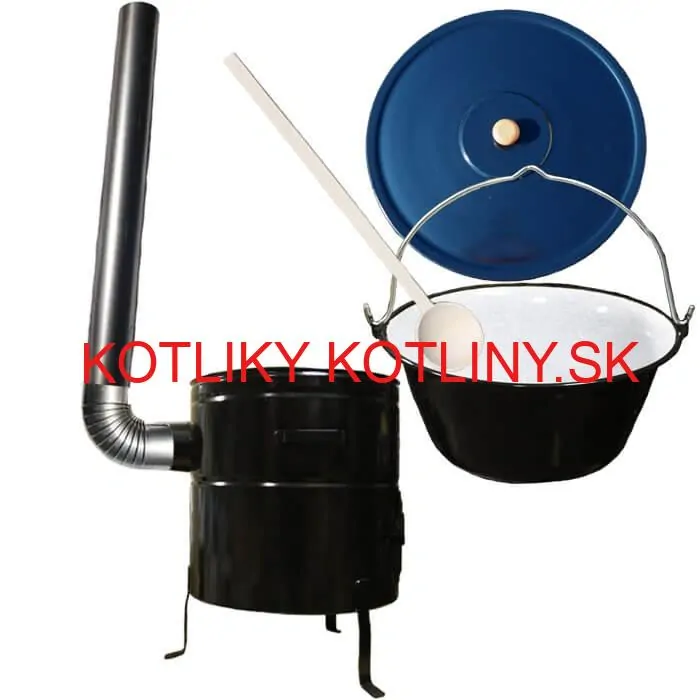 Smaltovaný kotlík 50 L (1,2 mm) + kovová kotlina 53 CLASSIC (KOV) + dymovod Max Party