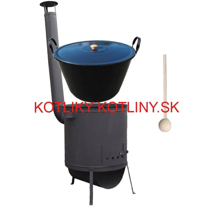 Smaltovaný kotol 70 L na zabíjačku + žiaruvzdorná kotlina 53 PLUS 600 4 MM + vareška