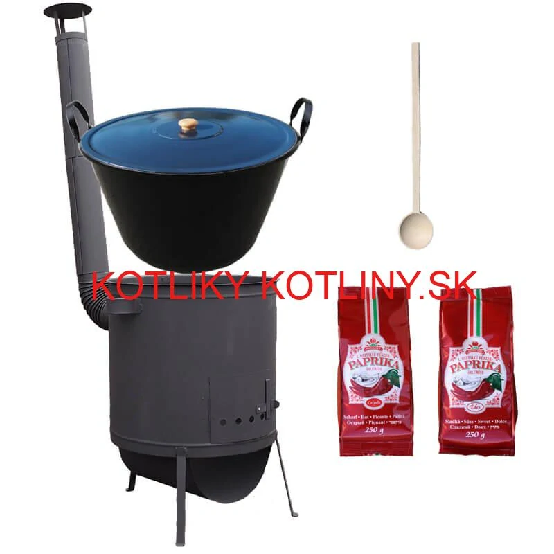 Smaltovaný kotol 70 L na zabíjačku + žiaruvzdorná kotlina 53 PLUS 600 4 MM + sladká a štipľavá paprika + vareška