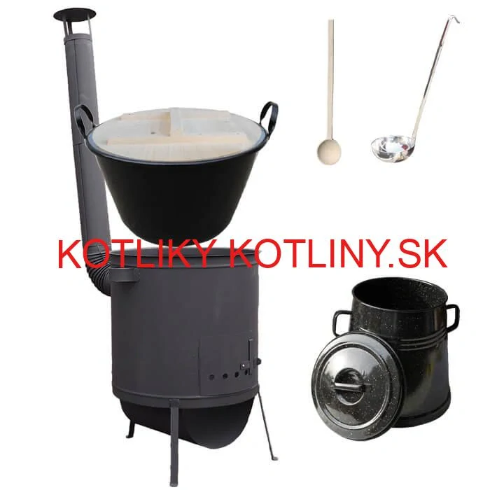 Smaltovaný kotol 100 L + žiaruvzdorná kotlina 42 PLUS 600 4 MM + Nádoba na masť 10 L