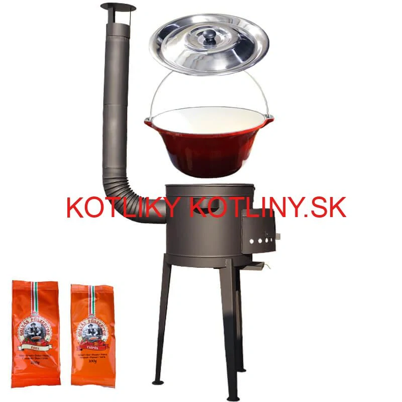 Liatinový kotlík so smaltovanou úpravou 22 L + vysoká kotlina 42 PLUS 600 + paprikové korenie na guláš - MIX 100 g