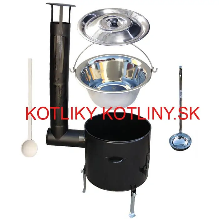 Antikorový kotlík 10 L (0,8 mm) + smaltovaná kotlina 31 cm + vareška a naberačka Easy party