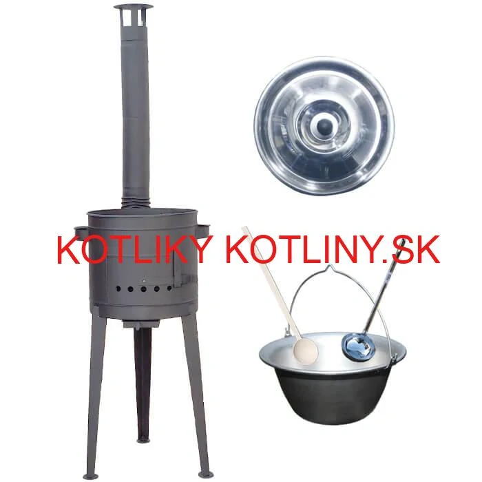 Nerezový kotlík 30 L (1,5 mm) + vysoká žiaruvzdorná kotlina (2,0 mm) HODO 47 cm PLUS 600 + vareška + naberačka