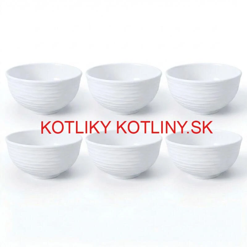 Set 6 ks: Prémiové biele misky s kamennou štruktúrou (750 ml)