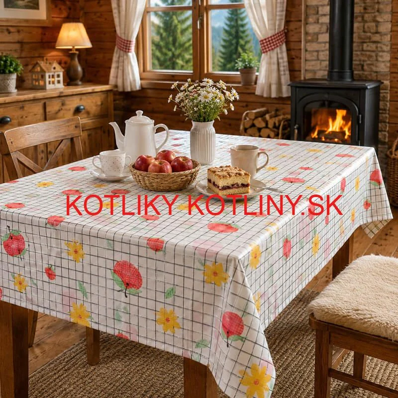 Umývateľný obrus Jablká a kvety 137 × 183 cm