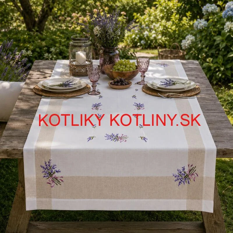 Hrubší textilný obrus Levanduľa Provence 150 × 220 cm
