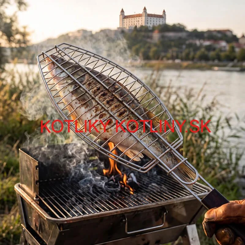 BBQ grilovací rošt na ryby – nerezové grilovacie kliešte 65 × 15 × 4 cm