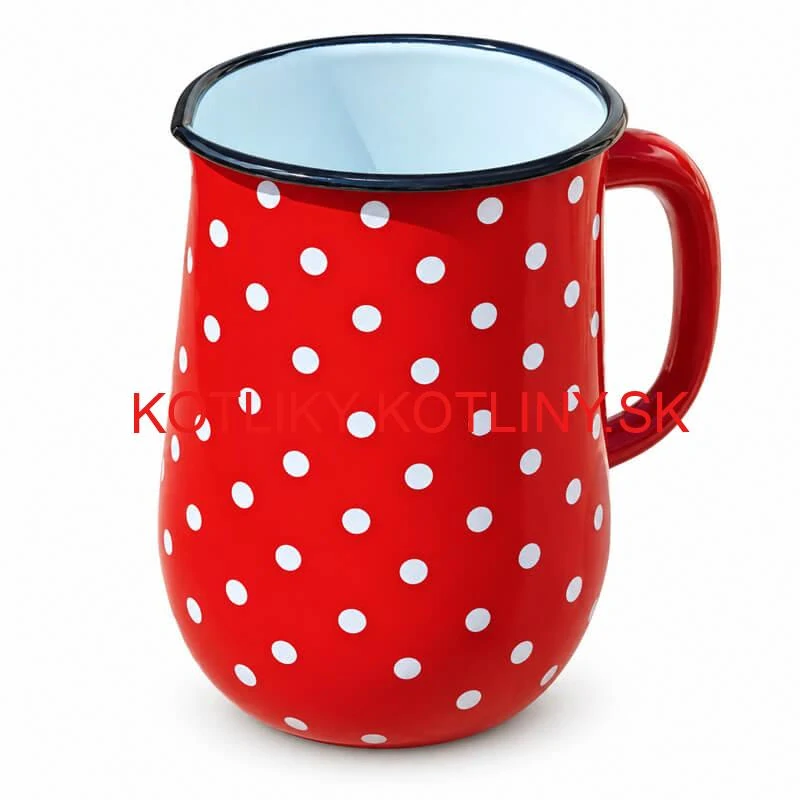 Bodkovaný smaltovaný džbán 2,5 l – červený