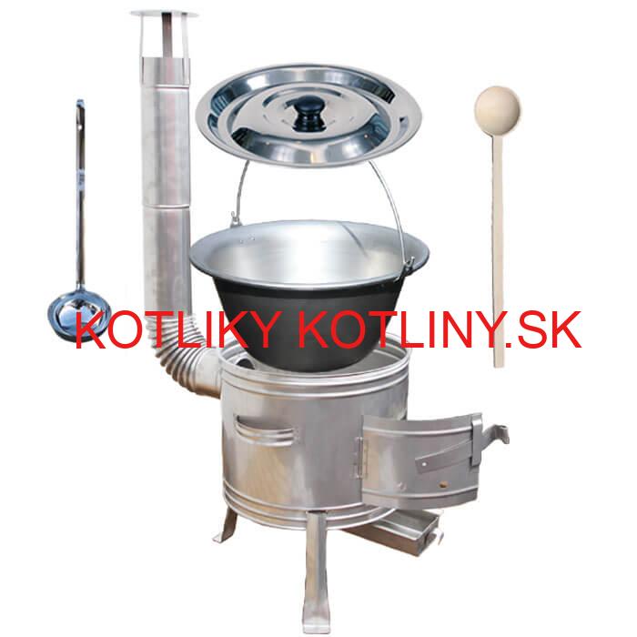 Nerezový kotlík 20 L (1,5 mm) + nerezová kotlina 42 cm + vareška a naberačka TOPLUX
