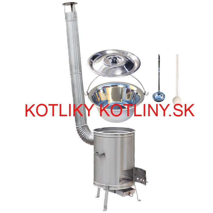 Antikorový kotlík 22 L (0,8 mm) + nerezová kotlina 42 cm + vareška a naberačka LUX