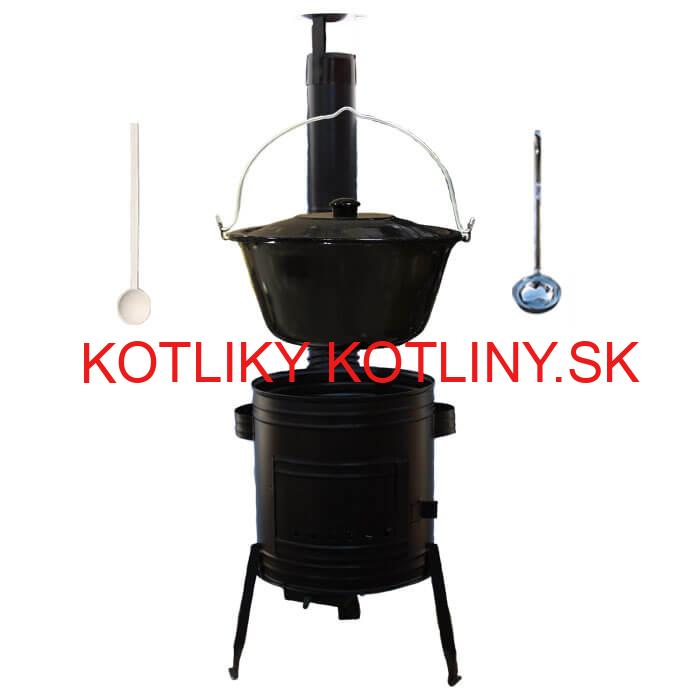 Smaltovaný kotlík 20 L (1,2 mm) + kovová kotlina 42 CLASSIC (KOV) + vareška a naberačka Easy party