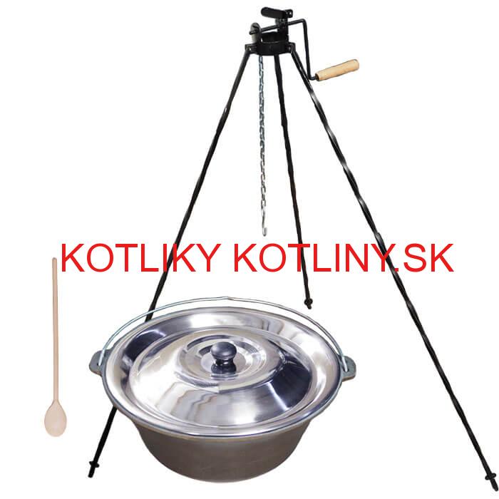 Liatinový kotlík 22 L + stojan s kladkou VAR