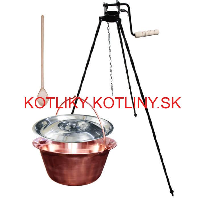 Medený kotlík 30 L + stojan s kladkou VAR