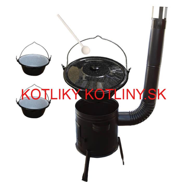 Smaltovaný kotlík 8 L (1,2 mm) + kovová kotlina 31 CLASSIC (KOV) + 2 smaltované servírovacie kotlíky 0,8 L