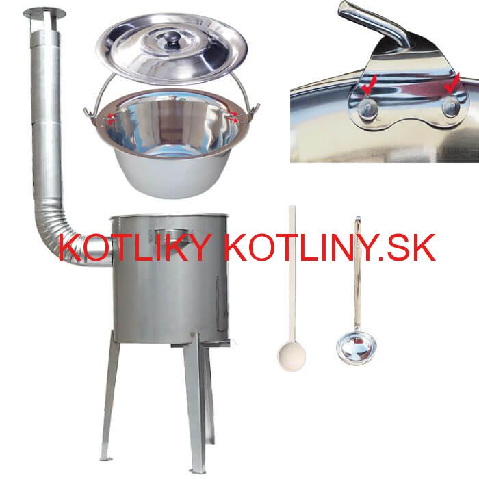 Zosilnený nerezový kotlík 20 L + nerezová kotlina 42 cm LUXUS