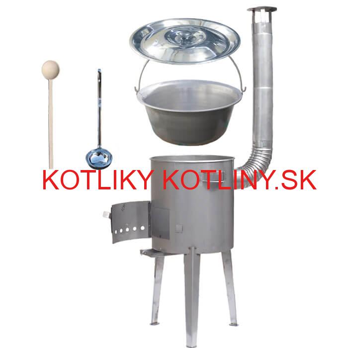 Železný kotlík 14 L (0,75 mm) + nerezová kotlina 36 cm LUXUS