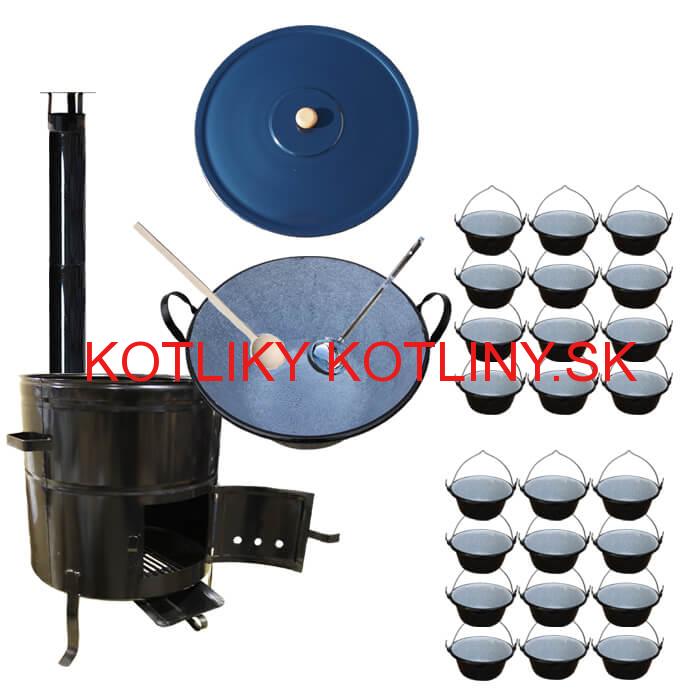 Smaltovaný kotol 80 L + servírovacie kotlíky (24 ks) BIG PARTY