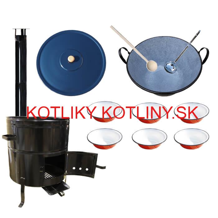 Smaltovaný kotol 70 L + smaltované taniere BIG PARTY