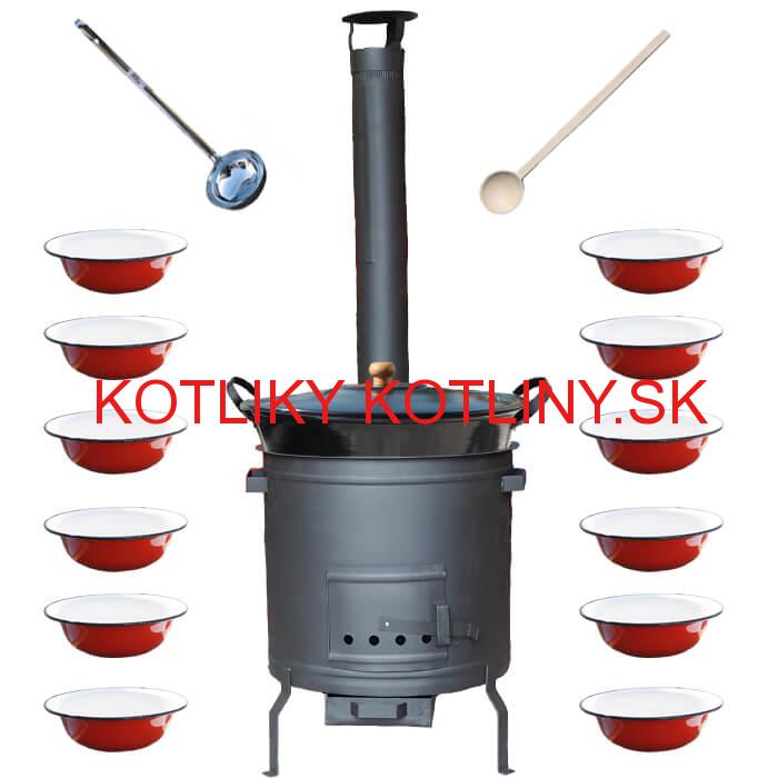 Smaltovaný kotol 80 L + smaltované taniere 12 ks PLUS 600