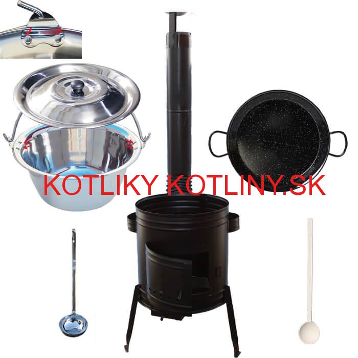 Paella smaltovaná panvica 38 cm s nerezovým kotlíkom 15 L (0,8 mm) a kotlinou